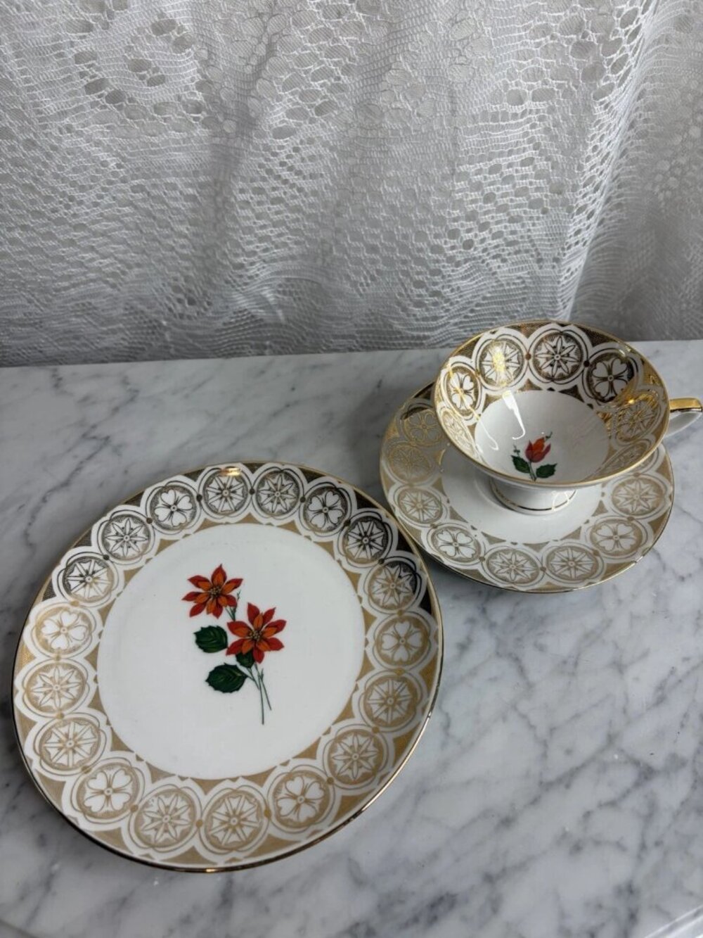 Winterling Roslau Bavaria Floral Dessert Plate Tea Cup Saucer
